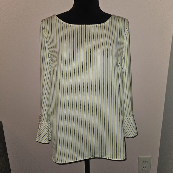 Carolina Belle Striped Ruffle Sleeve Blouse 🩵 Size Large - Picture 3 of 9